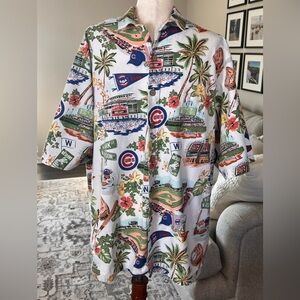 Reyn Spooner Chicago Cubs Baseball Hawaiian Aloha Shirt Size XXL Wrigley Field